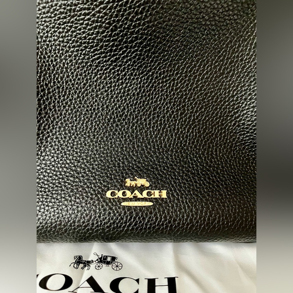Coach Black Laurel Shoulder Bag Soft Pebble Leather Gold Hardware Two Straps 🖤 - Picture 2 of 12